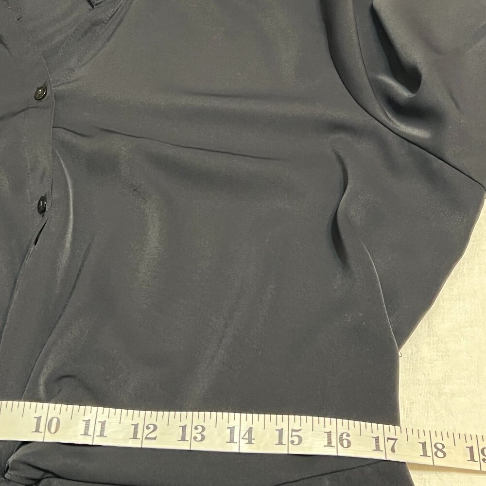 Abercrombie & Fitch Black Satin Knot‐Front Shirt Dress L | Long Sleeve Collared - Picture 7 of 10